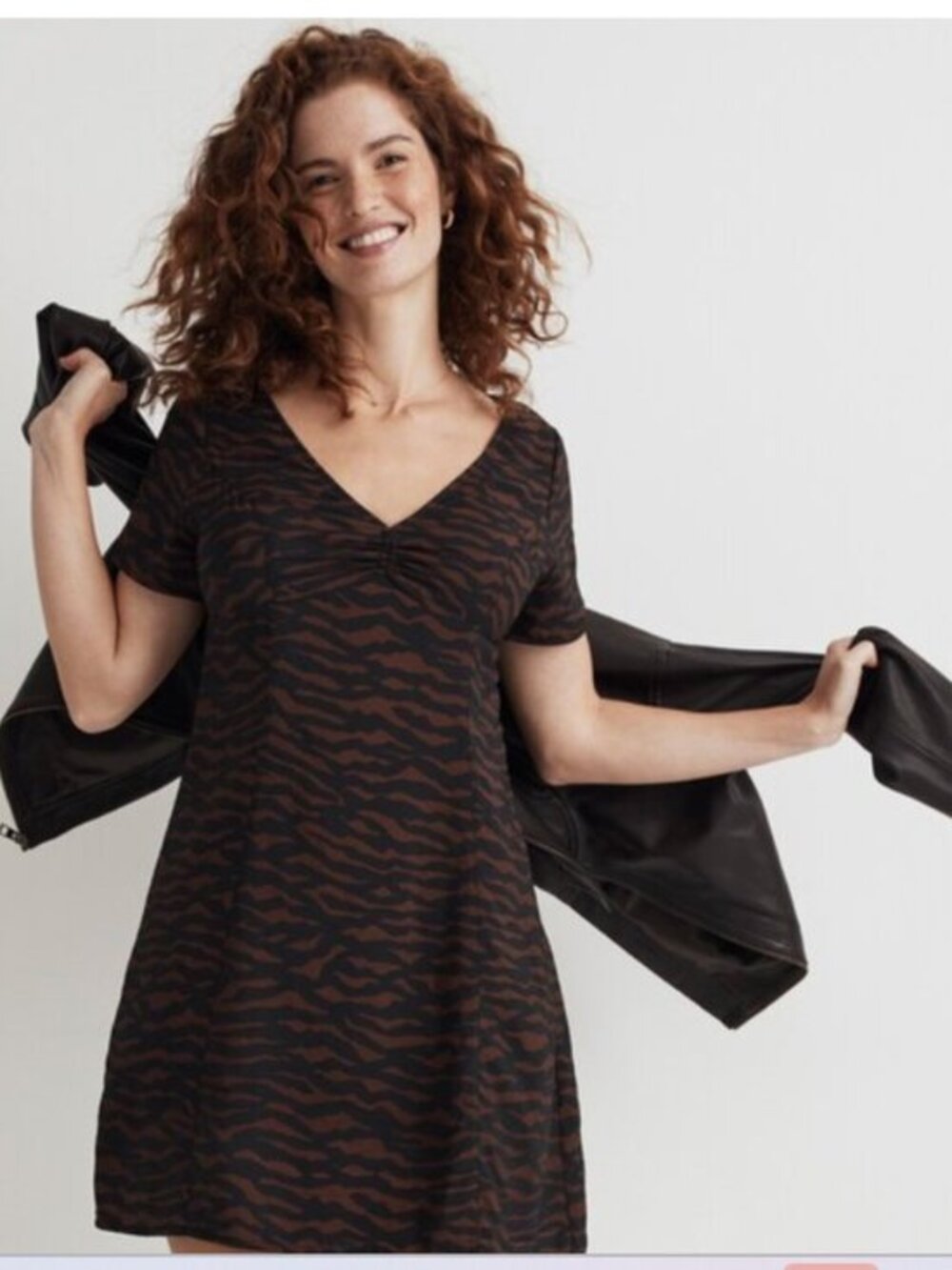 Madewell V-Neck Mini Dress in Abstract Animal size 4 nwt
